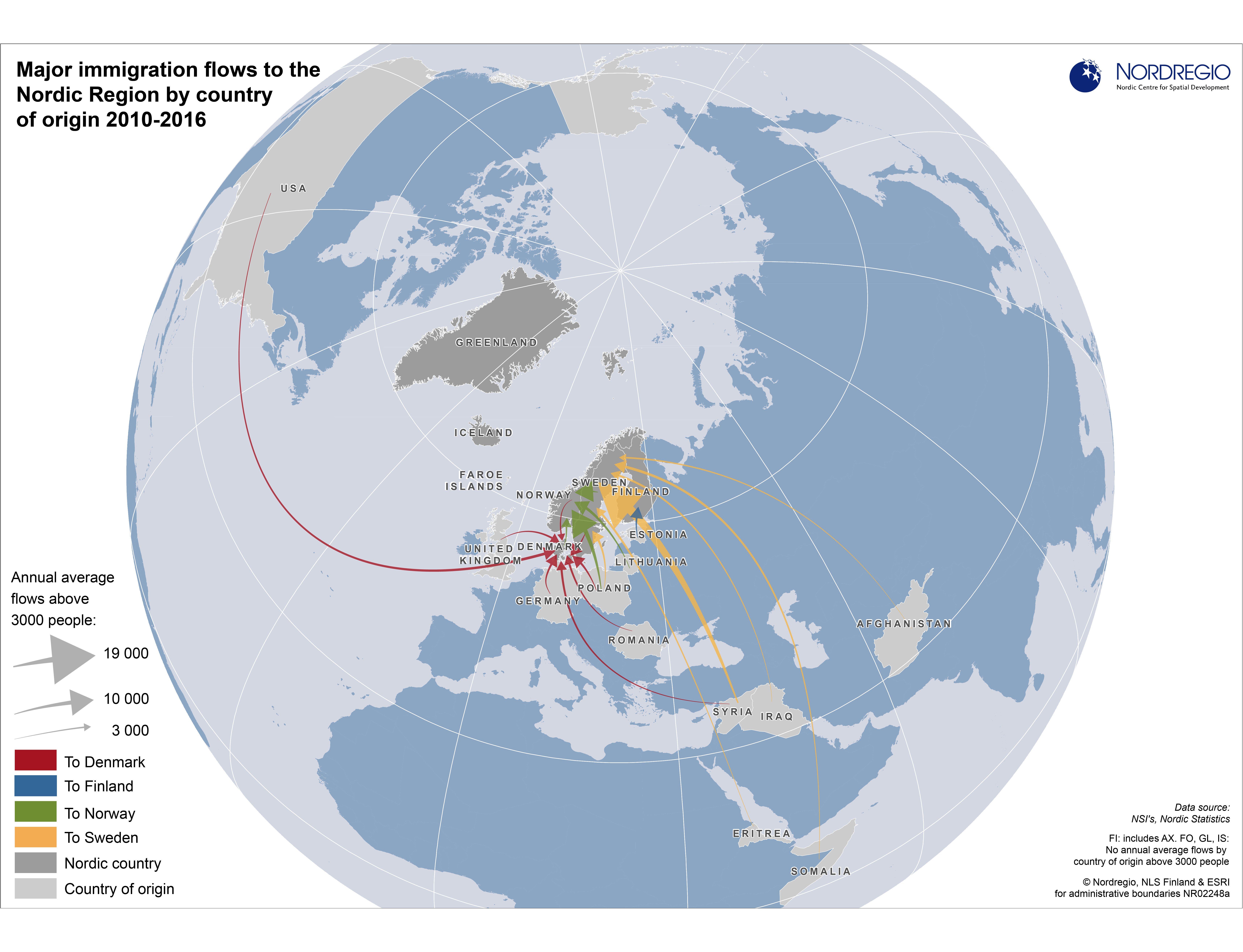 Map of the Moment Major immigration flows to the Nordic Region 1990